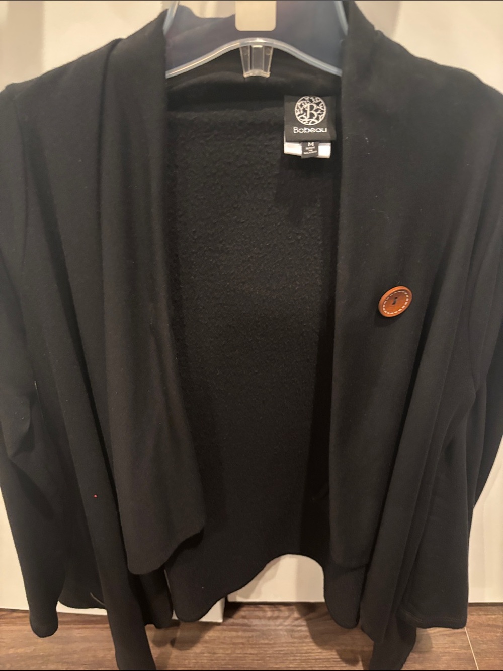 bobeau Black Draped Open-Front Cardigan Jacket